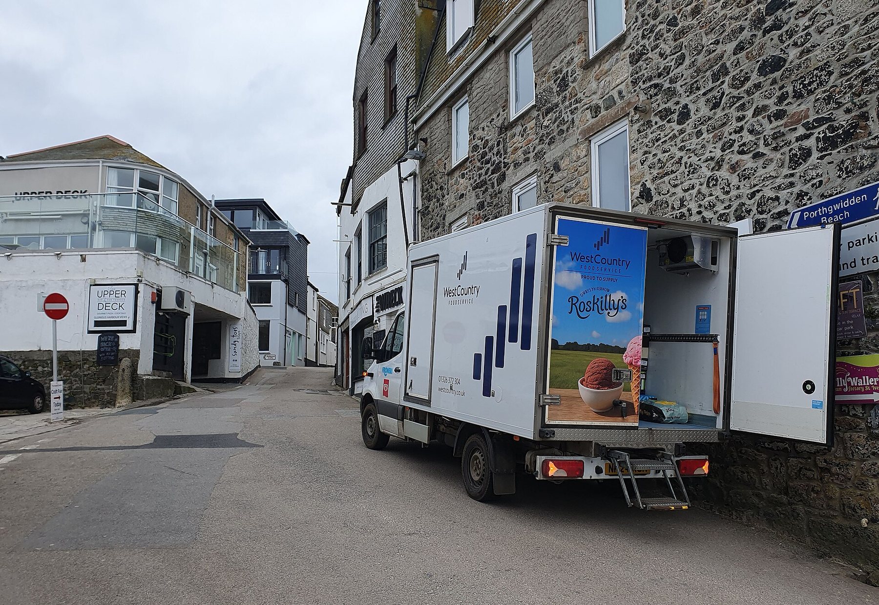 Delivery van on a residential street