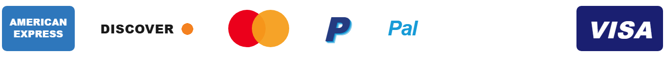 We accept American Express, Discover, Mastercard, PayPal, Stripe and Visa
